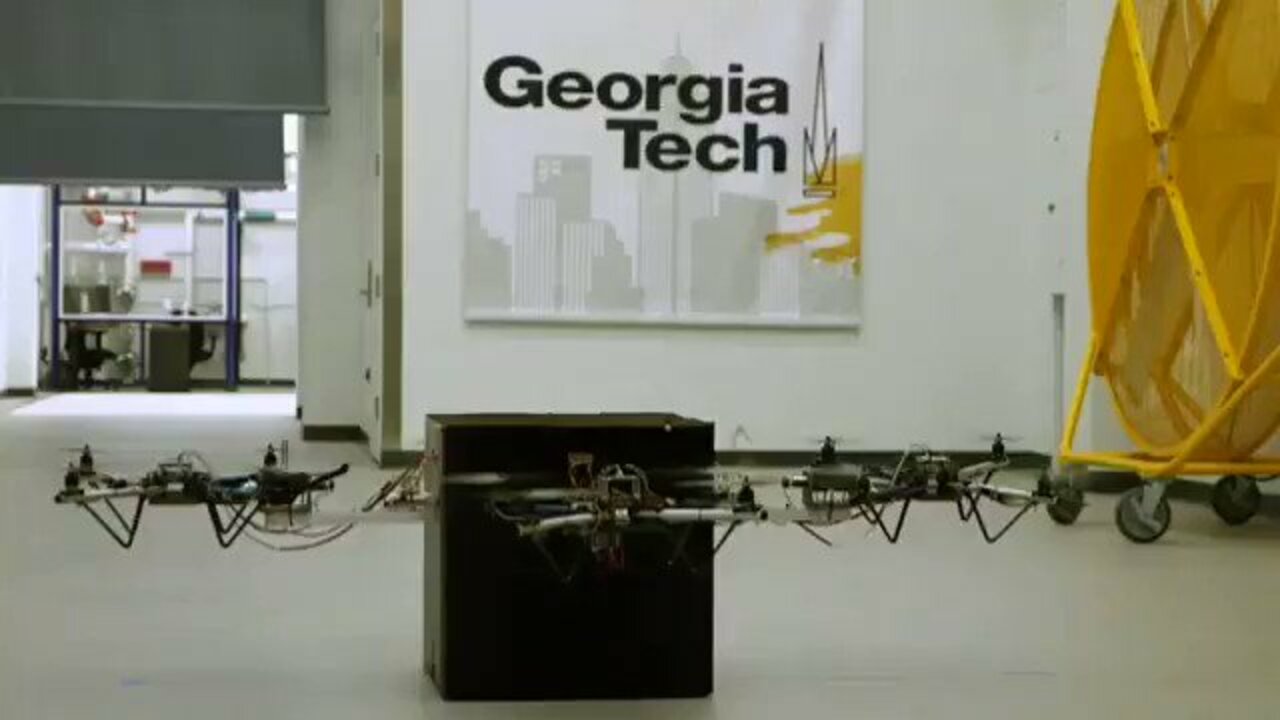 .@GeorgiaTech Is using a control #algorithm to allow a team of small #drones to lift heavy objects. #UAVs #AI #IoT #5G #technology #innovation #ArtificalIntelligence Cc: @andi_staub @SpirosMargaris @mvollmer1 @Damien_CABADI @Nicochan33 @jblefevre60 @sallyeaves @chboursin @gvalan https://t.co/GDufeXOCoi